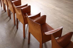 9 Patinated Bellini CAB 413 Armchair in Vintage Cognac Saddle Leather Cassina