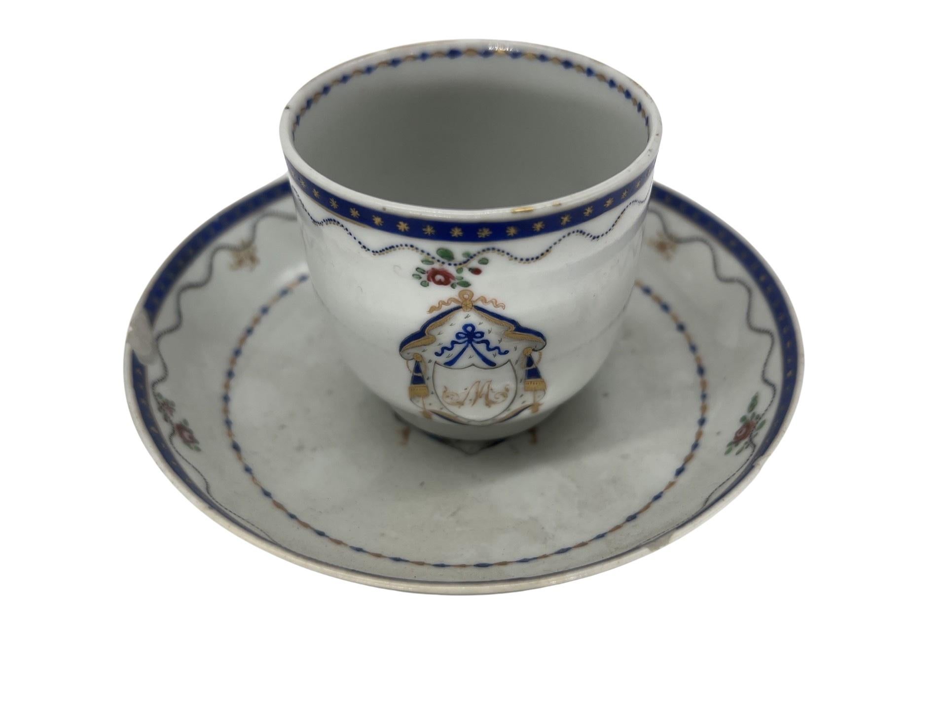 18th Century 9 Pc, Chinese Export Porcelain Instant Starter Collection Including Armorial For Sale