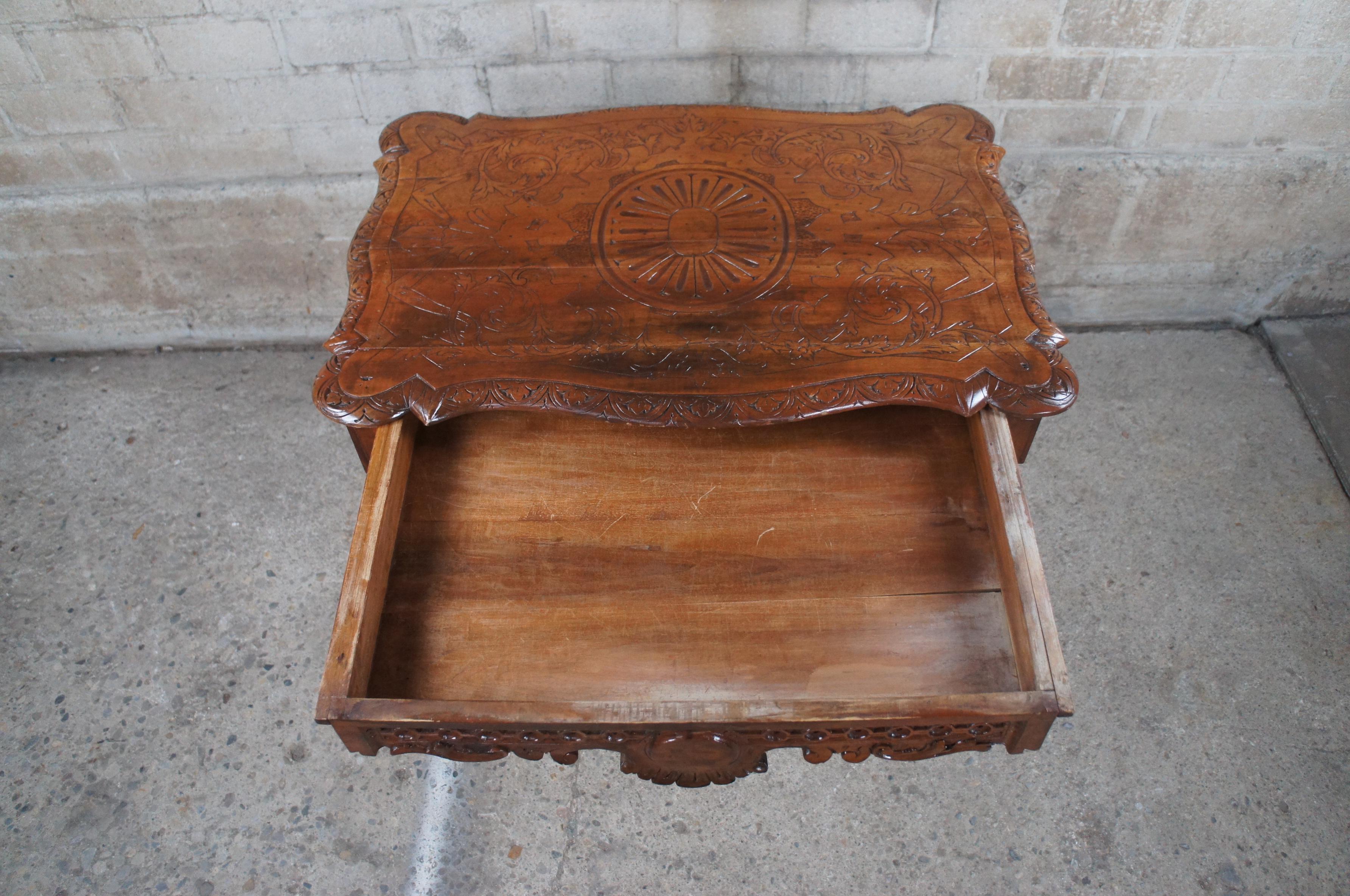 9 Pc Set Antique Italian Renaissance Revival Carved Walnut Chairs Settee Desks For Sale 7
