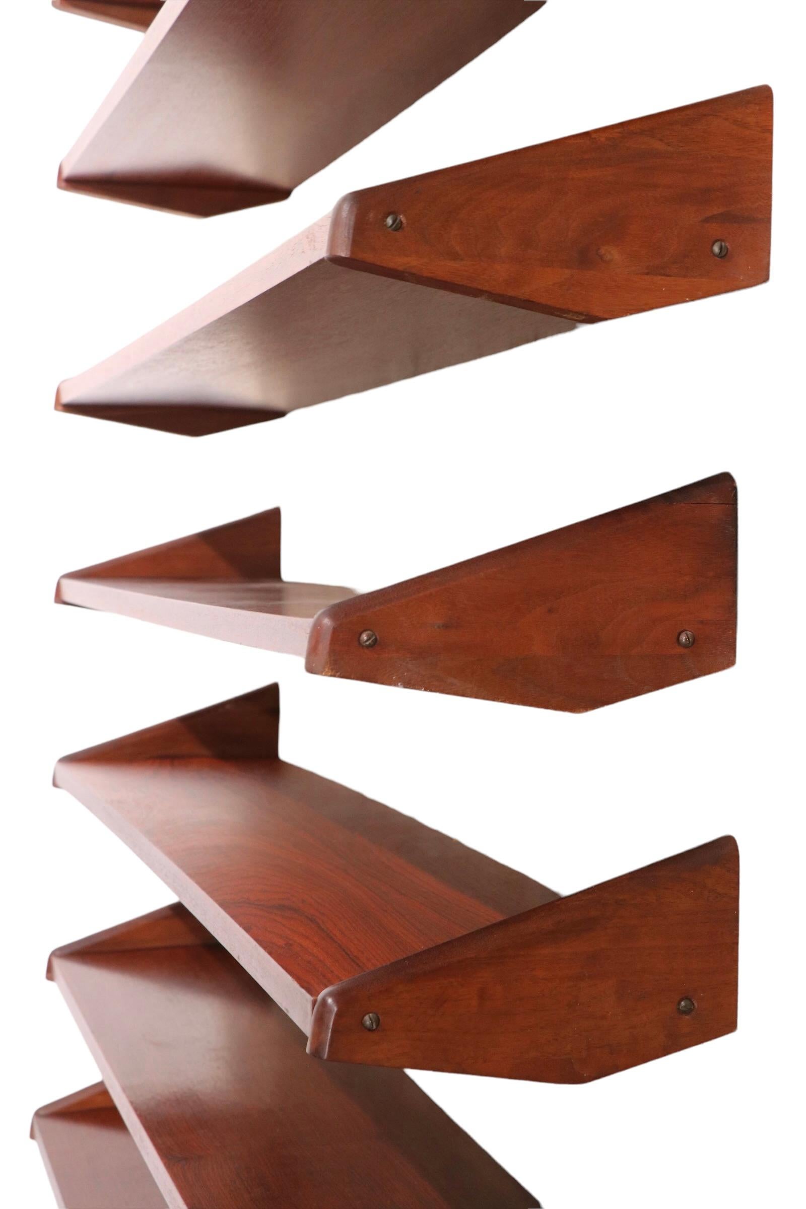 9 Pc. Set of Mid Century Wall Mount Shelves Made in Brazil Ca 1950-1960's In Good Condition In New York, NY