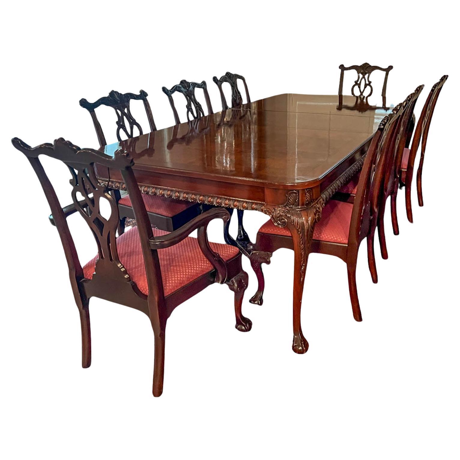 9-Piece Chippendale-Style Mahogany Dining Set by Hekman