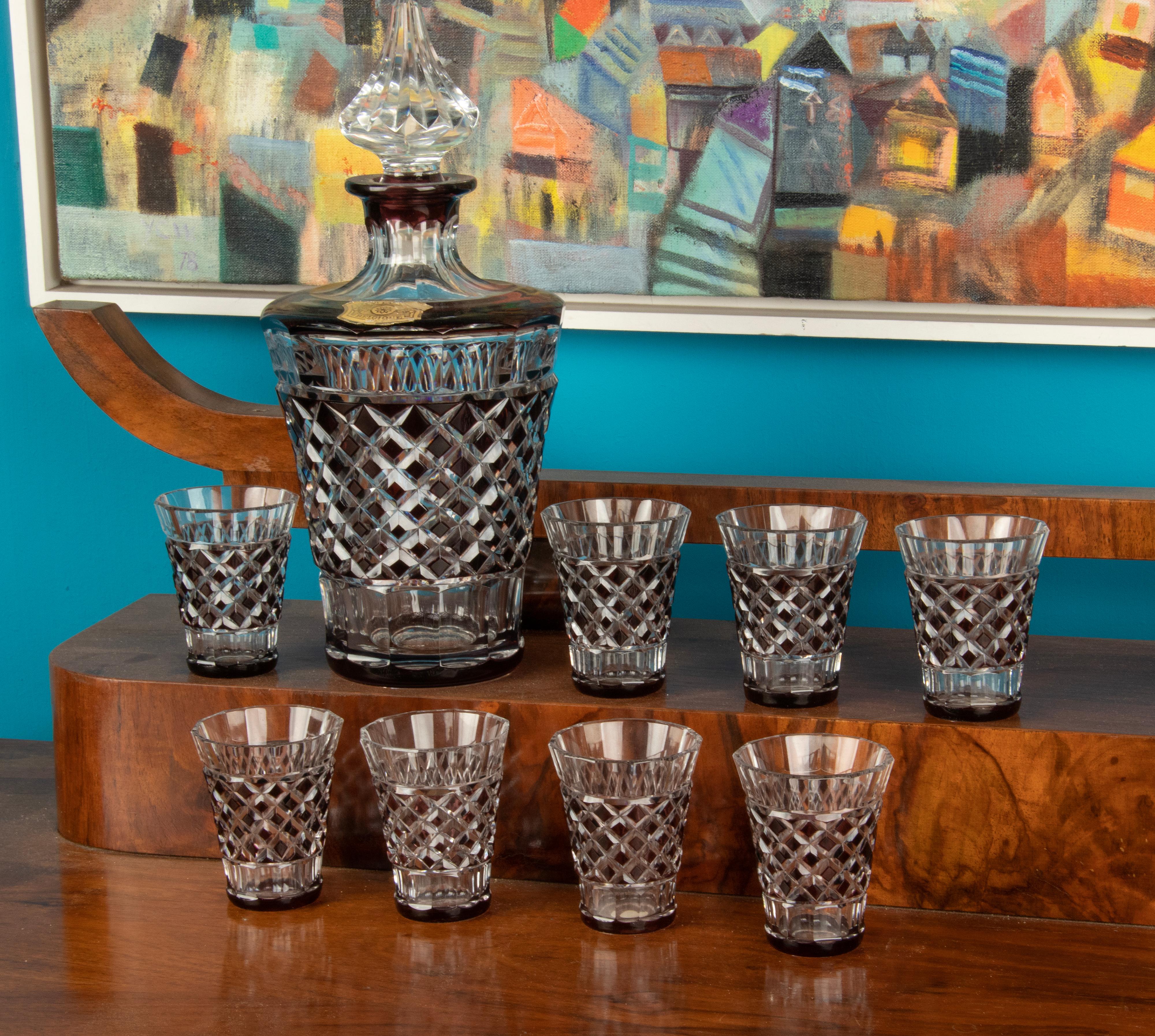 9-Piece Crystal Decanter with Glasses Made by Val Saint Lambert 4