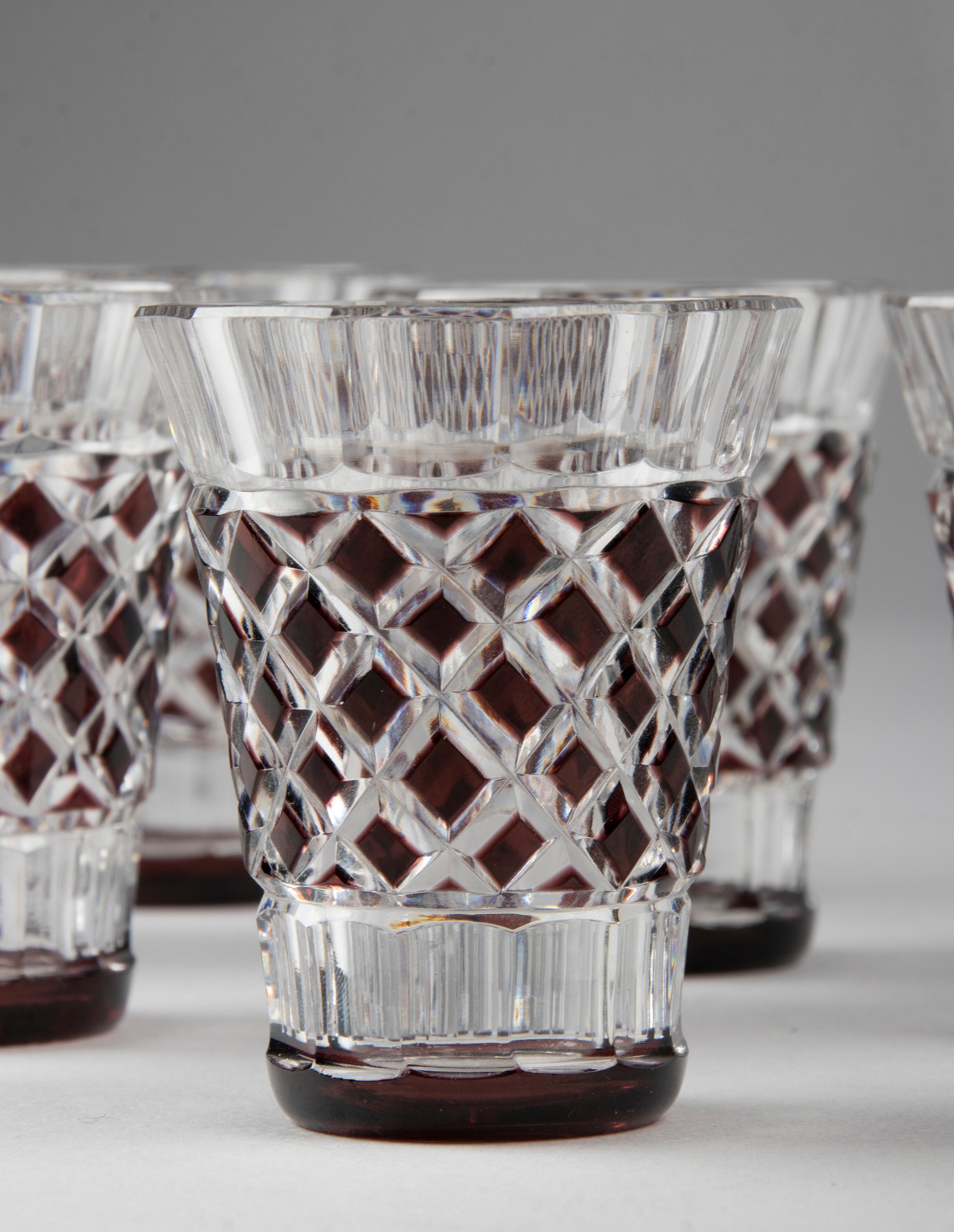 Mid-20th Century 9-Piece Crystal Decanter with Glasses Made by Val Saint Lambert