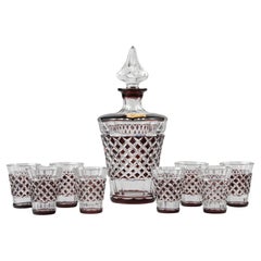 9-Piece Crystal Decanter with Glasses Made by Val Saint Lambert