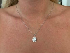 9 Piece Emerald Diamond Pendant Necklace 18k White Gold