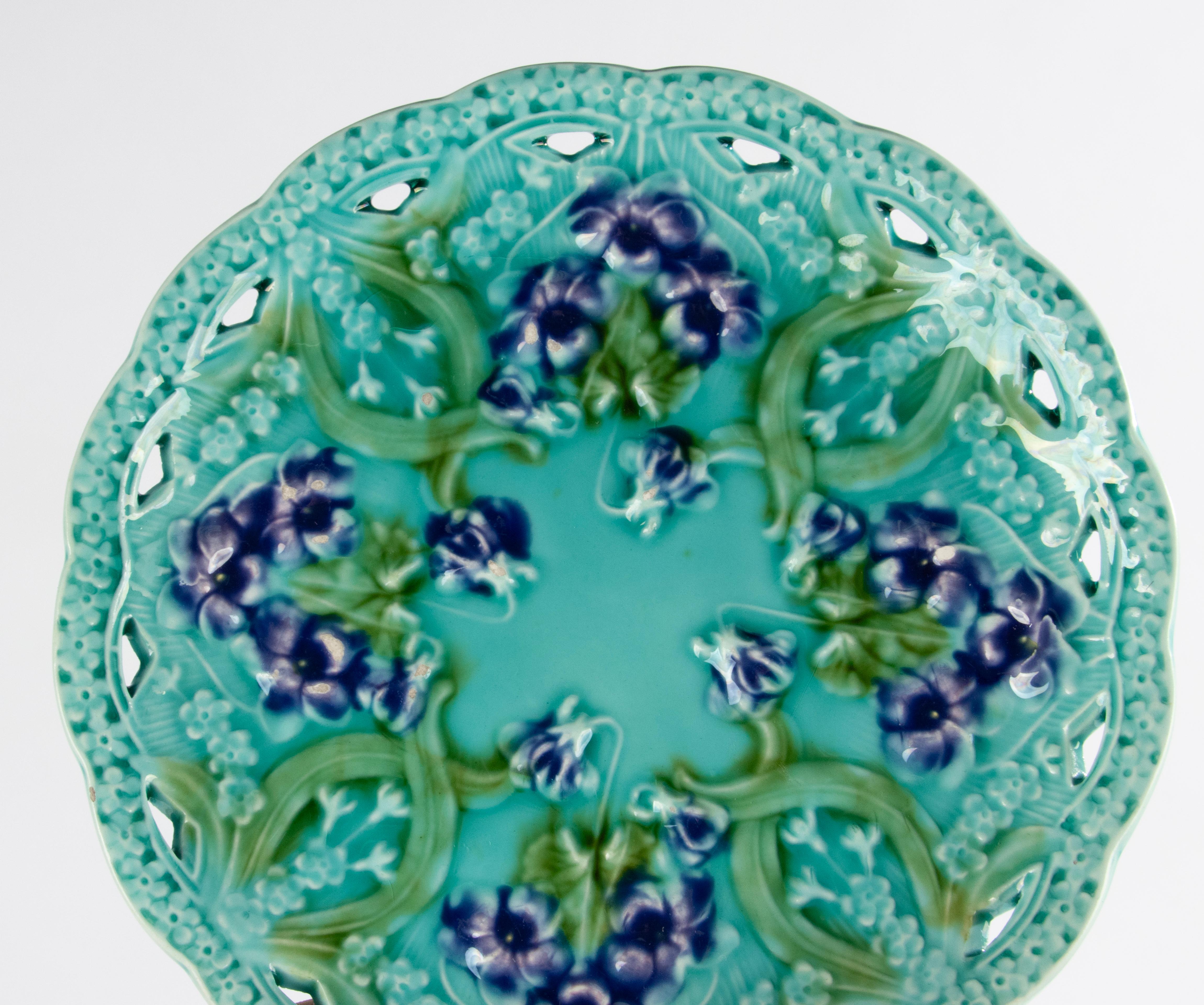 9-Piece Majolica Ceramic Cake Set - Villeroy & Boch - Art Nouveau  For Sale 5