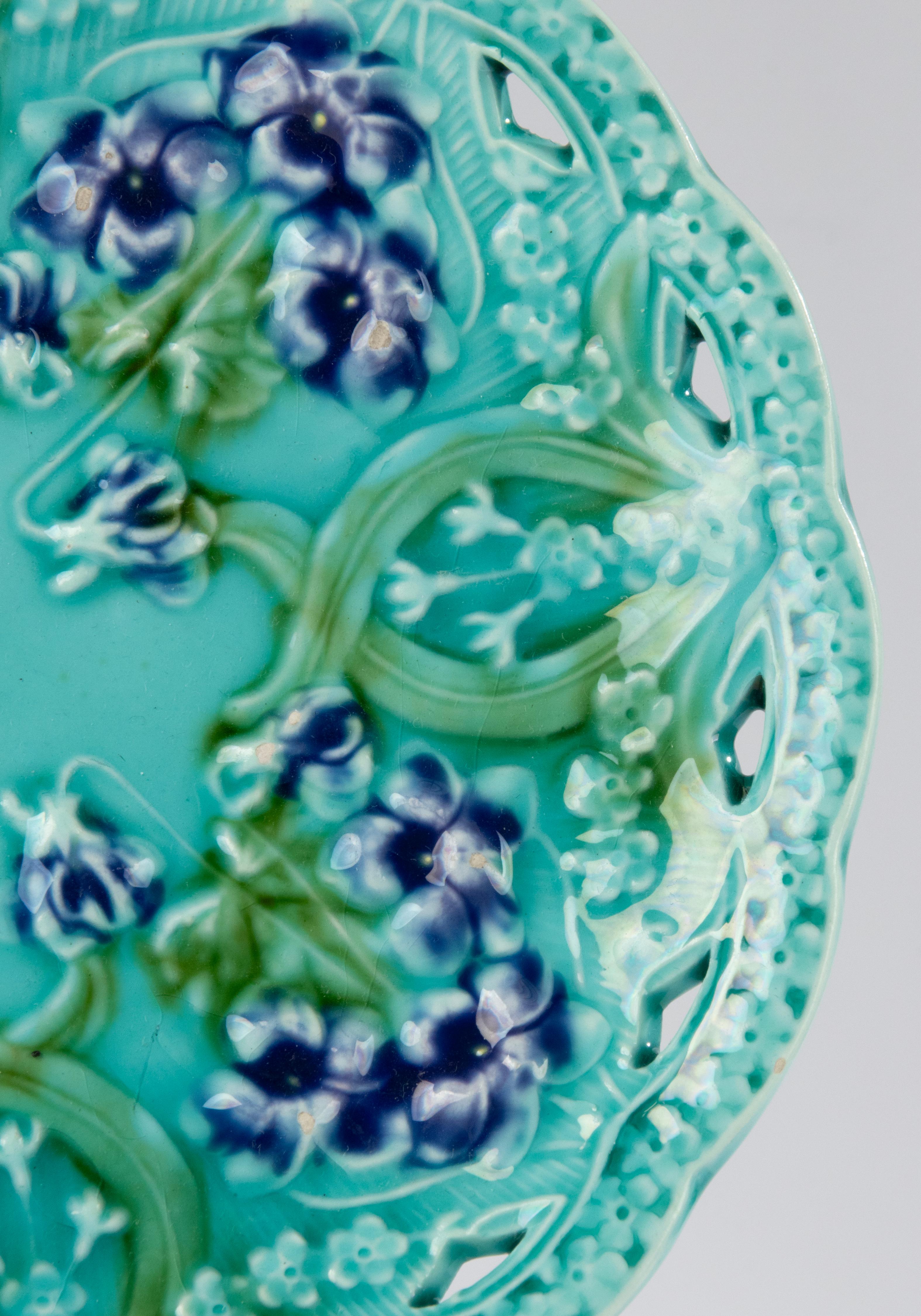 9-Piece Majolica Ceramic Cake Set - Villeroy & Boch - Art Nouveau  For Sale 8