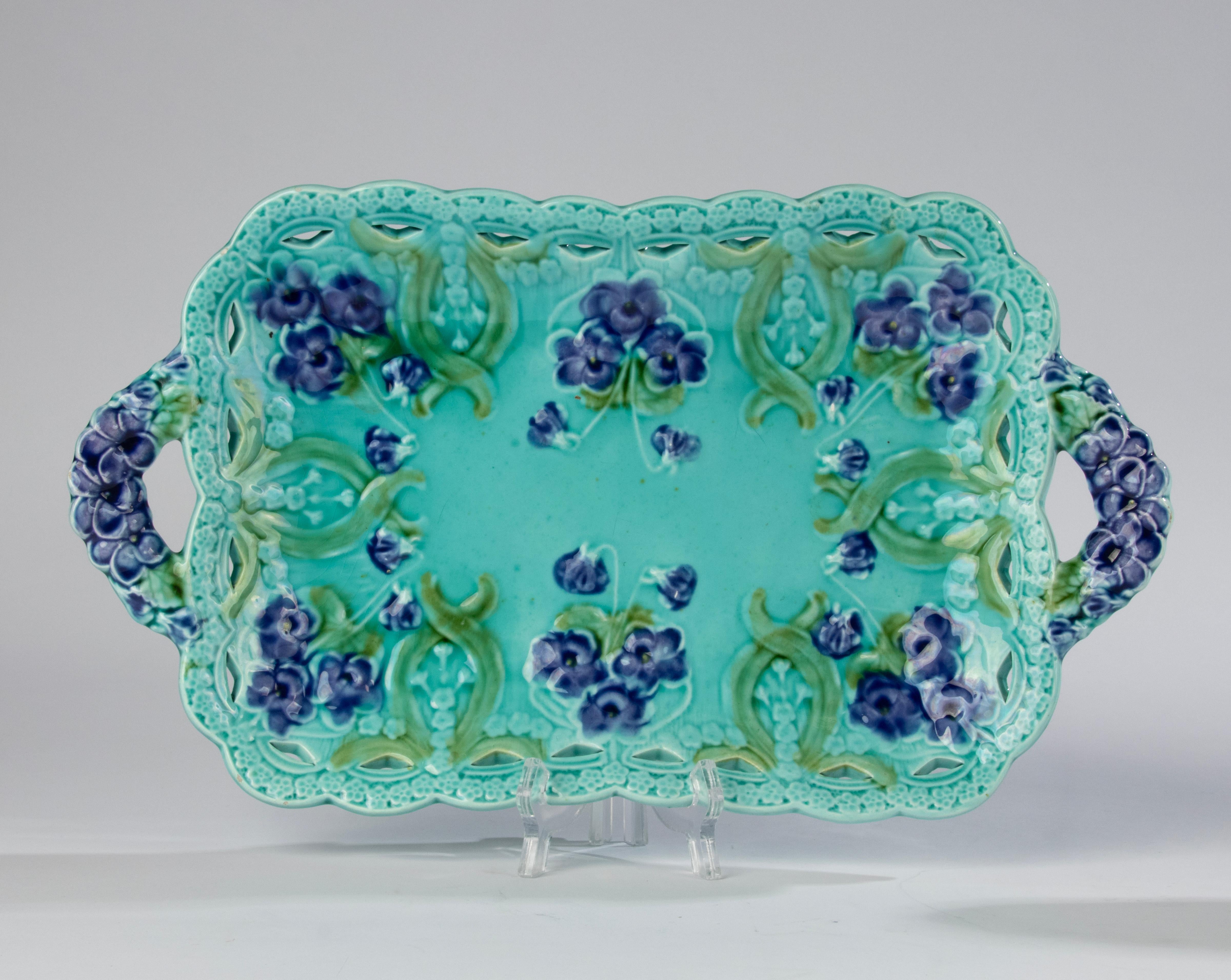 9-Piece Majolica Ceramic Cake Set - Villeroy & Boch - Art Nouveau  For Sale 1