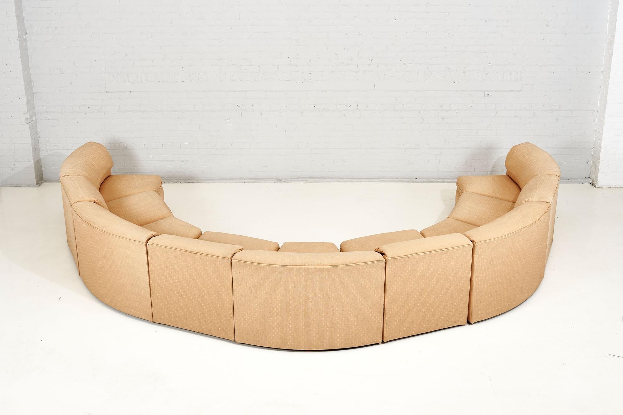 Post-Modern 9 Piece Modular Half-Circle Sofa, 1970