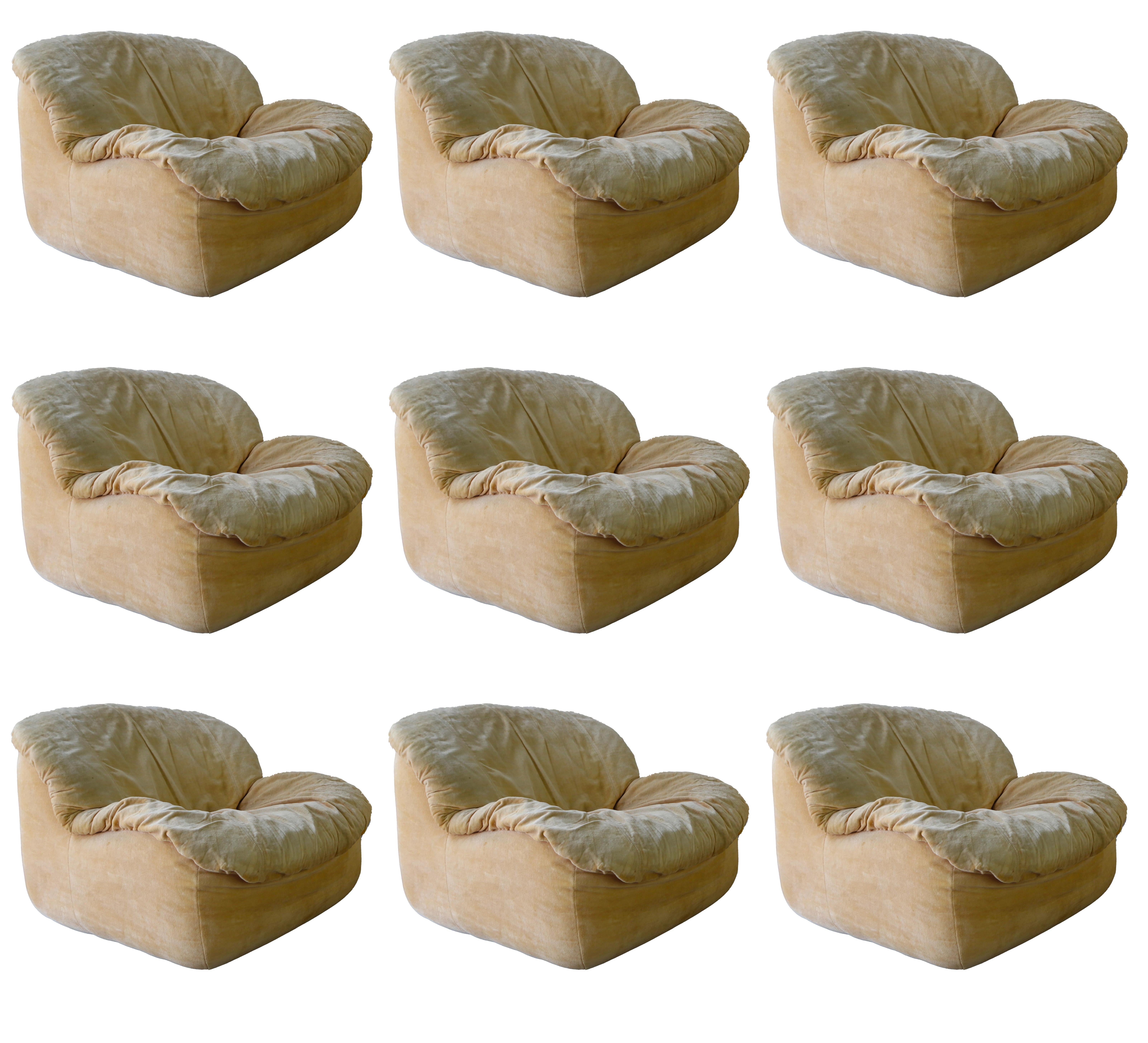 9 Piece Modular Scoop Swan Sofa by Henning Korch For Sale
