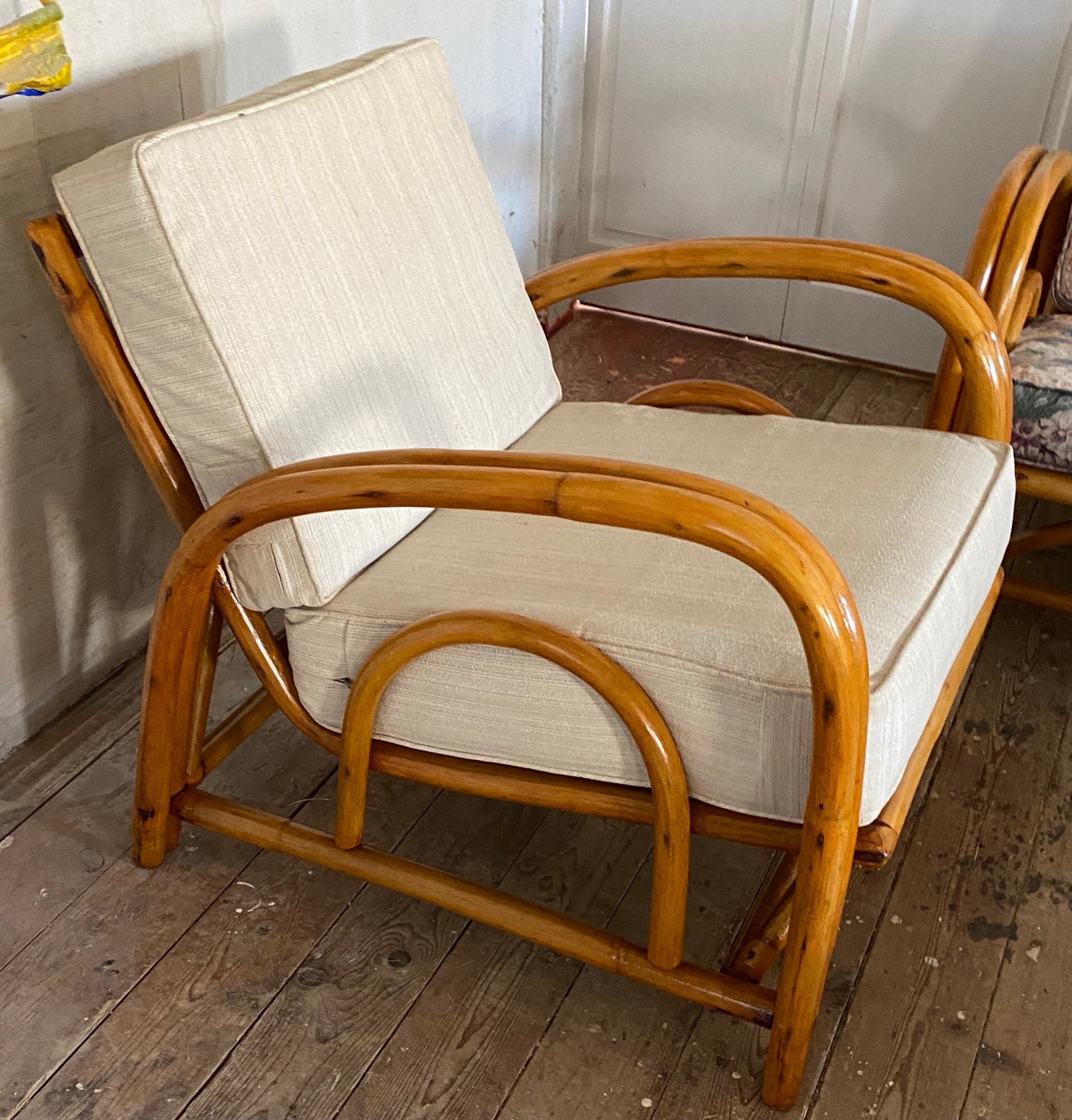 Mid-20th Century 9 Piece Porch or Patio Deco Style Bamboo/Rattan Seating Ensemble