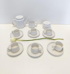 9-Piece White Ceramic Breakfast Set by Franco Bucci for Laboratorio Pesaro