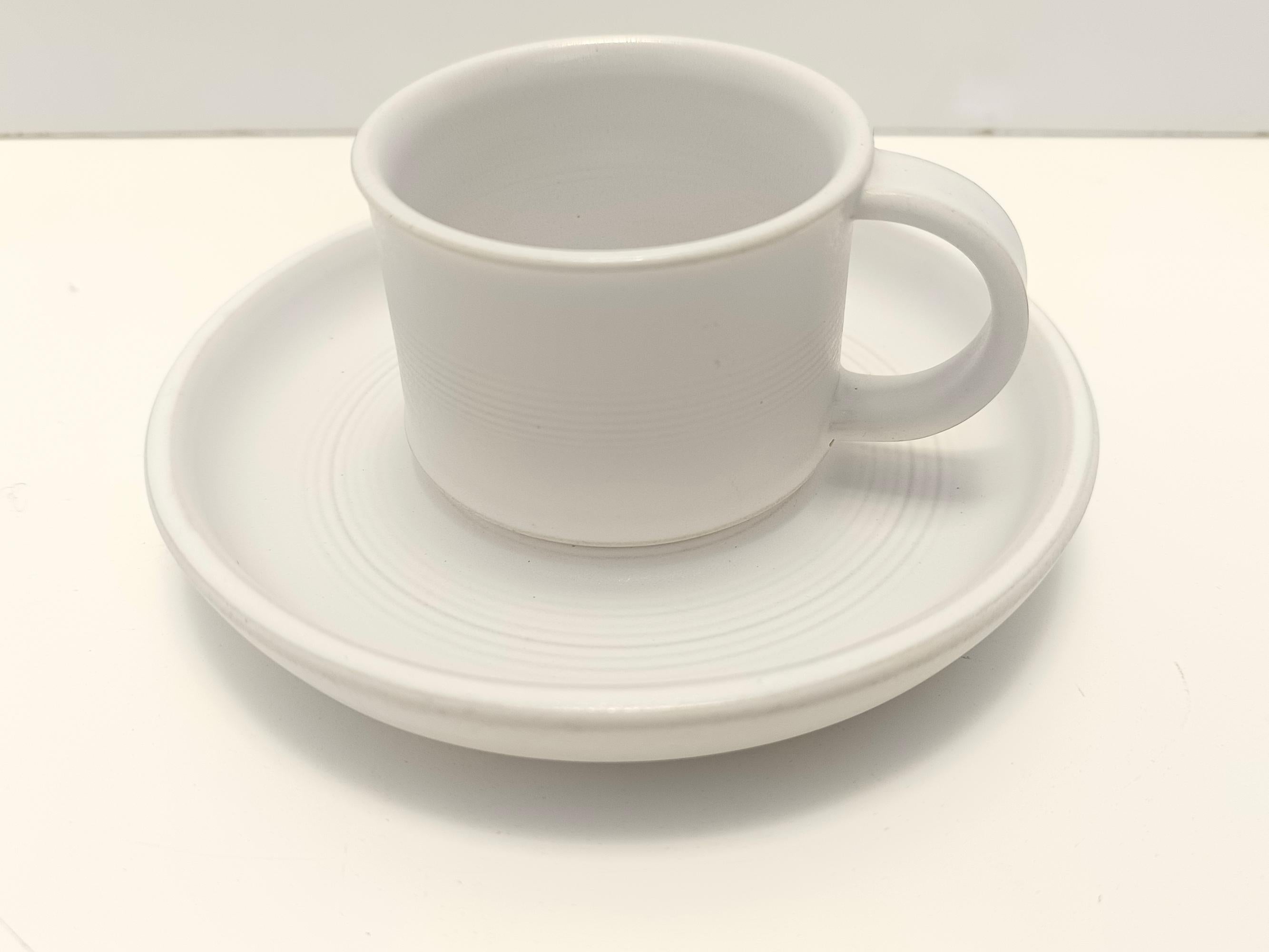 Juego de desayuno de cerámica blanca de 9 piezas de Franco Bucci para Laboratorio Pesaro Glaseado en venta