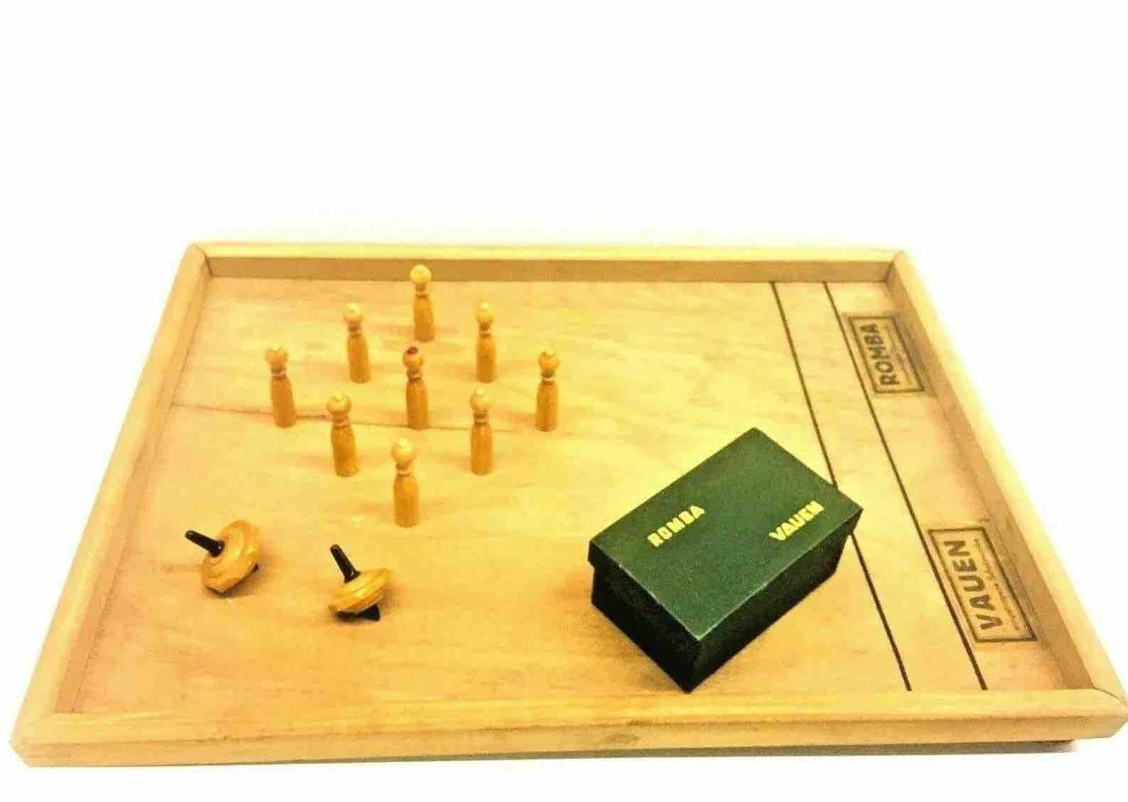 Plywood 9 Pin Skittles Table Game Toy Vintage German Vauen, 1930s For Sale
