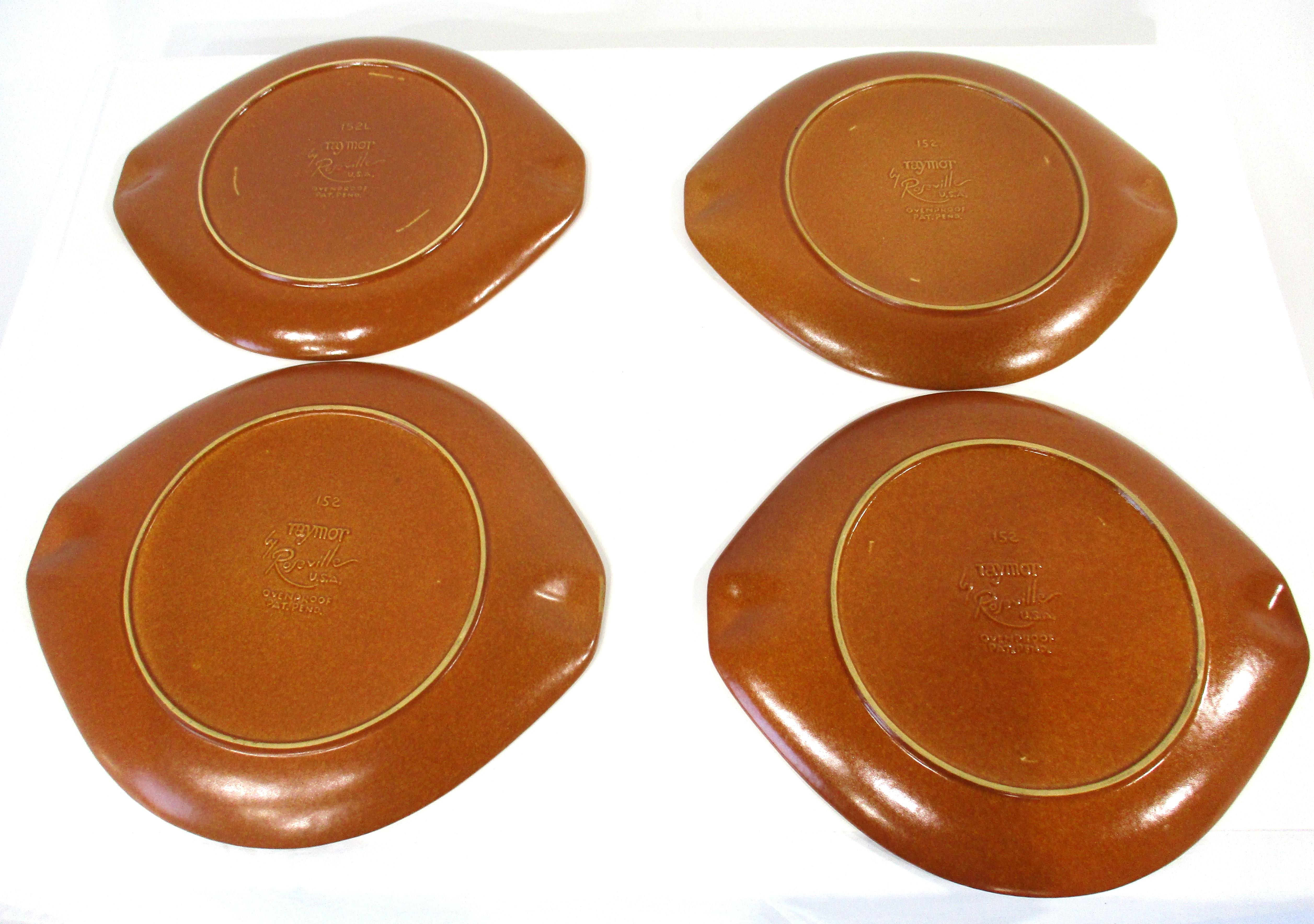 9 grandes assiettes plates en poterie Raymor / Roseville par Ben Seibel n° 152 en vente 2