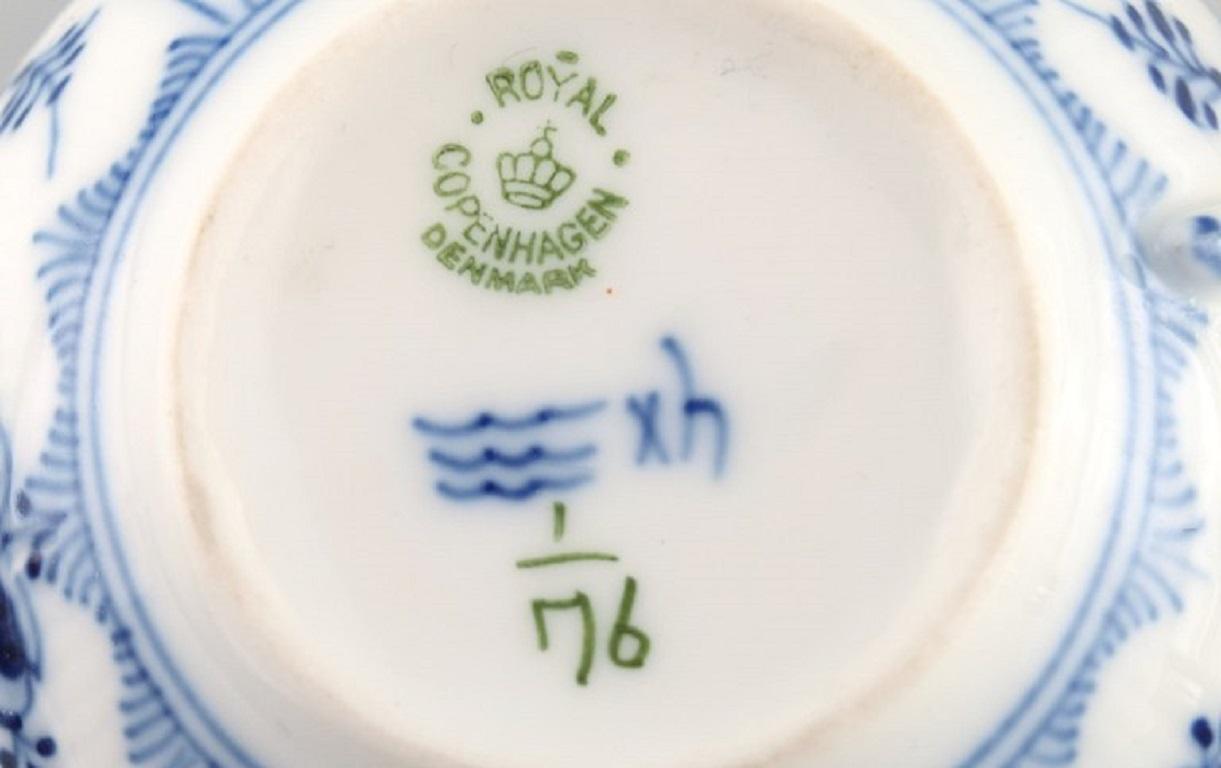 9 Royal Copenhagen Blue Fluted Plain Teacups with Saucers, Model Number 1/76 1