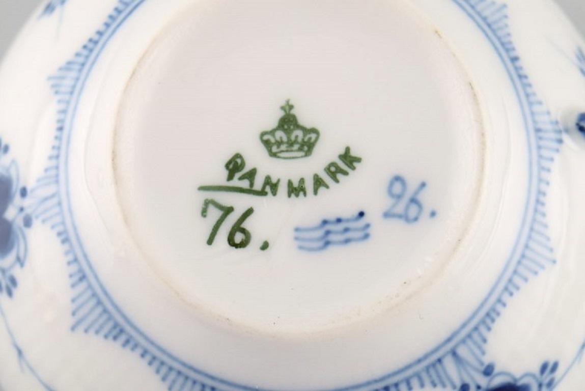 9 Royal Copenhagen Blue Fluted Plain Teacups with Saucers, Model Number 1/76 2