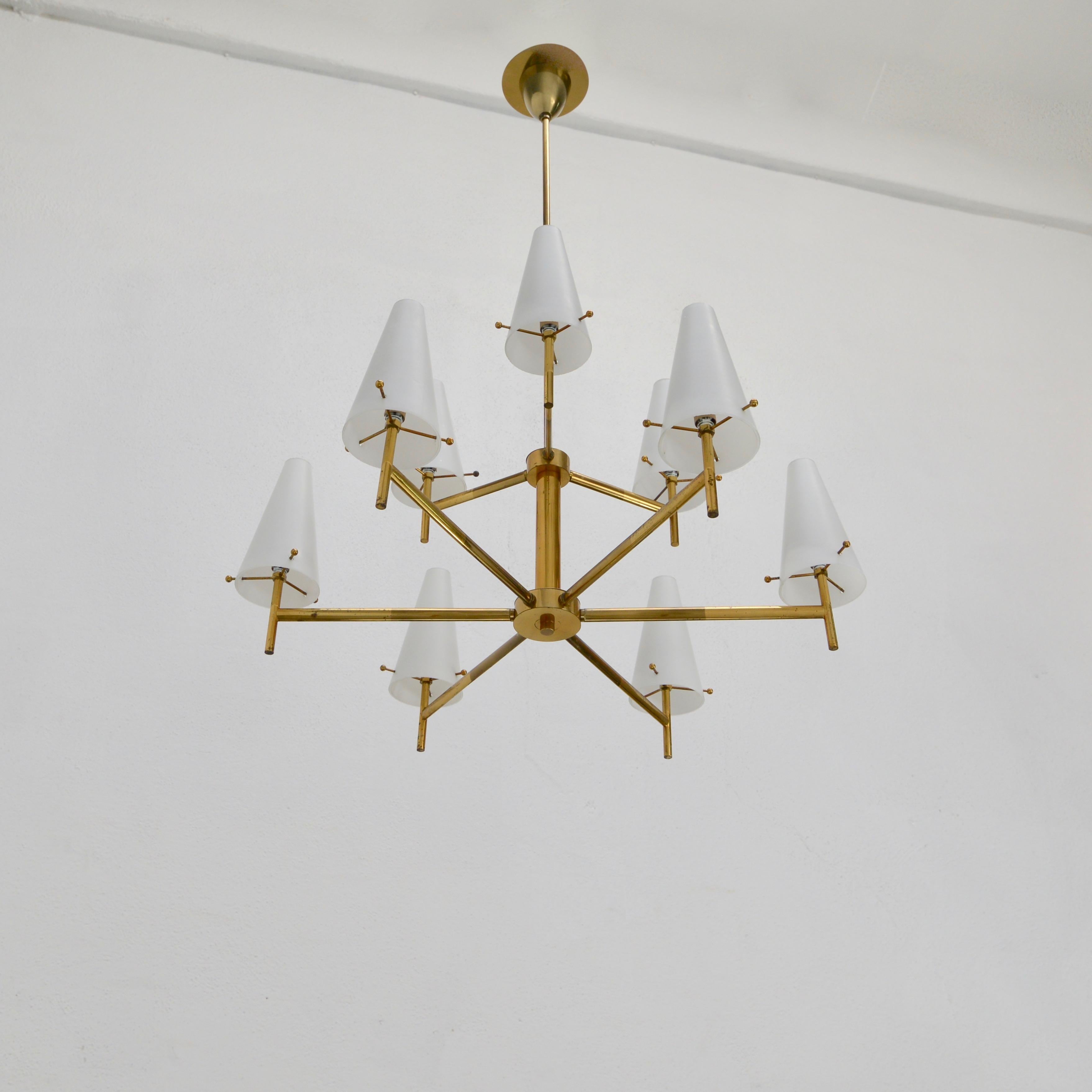 Mid-20th Century 9 Shade Italian Chandelier For Sale