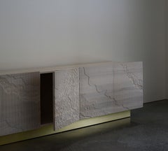 9' Shale Credenza Low in Bone White by Simon Johns