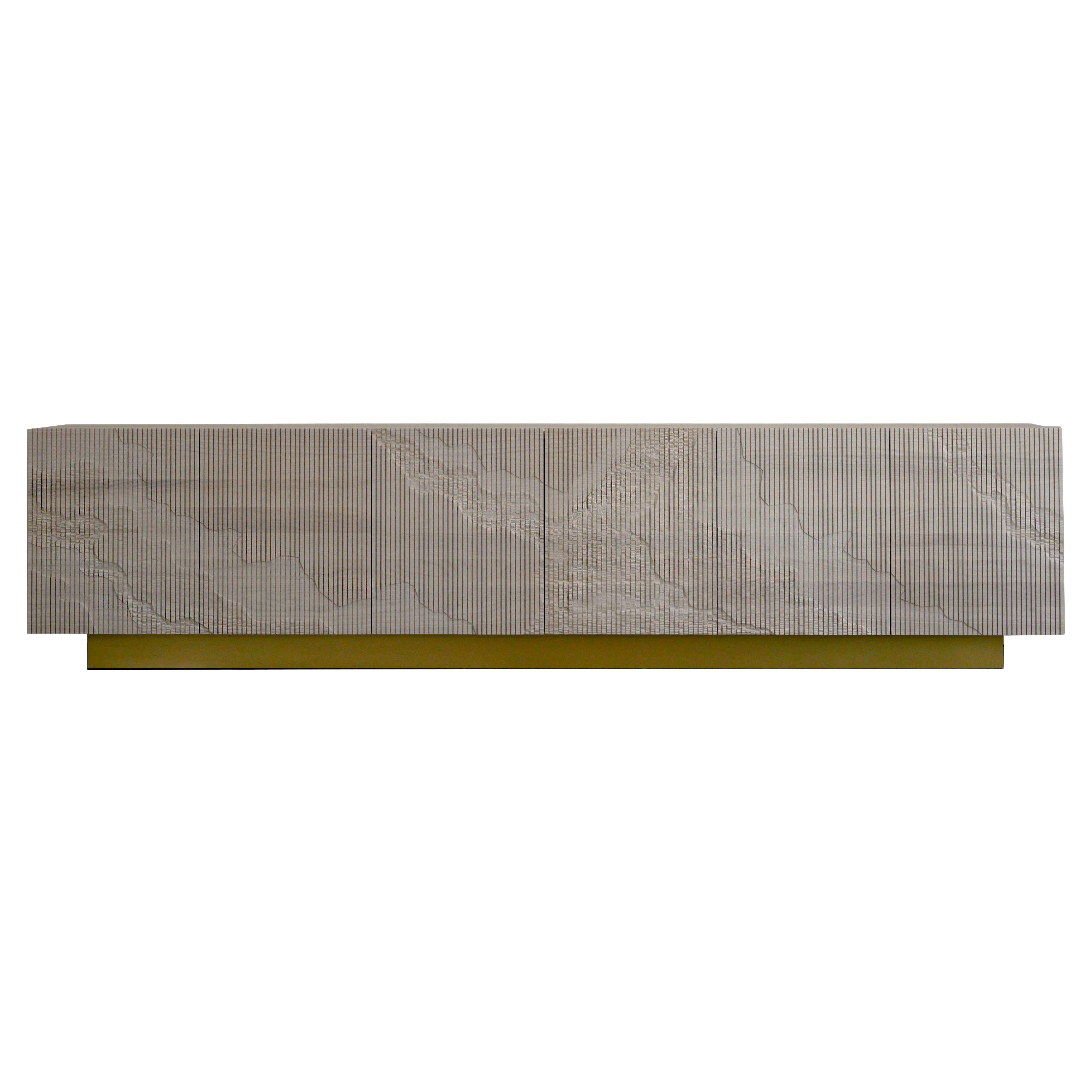 9' Shale Credenza Low in Bone White by Simon Johns For Sale