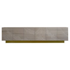 9' Shale Credenza Low in Bone White by Simon Johns