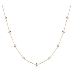 9-Station Diamond by the Yard Necklace in 14 Karat Rose Gold