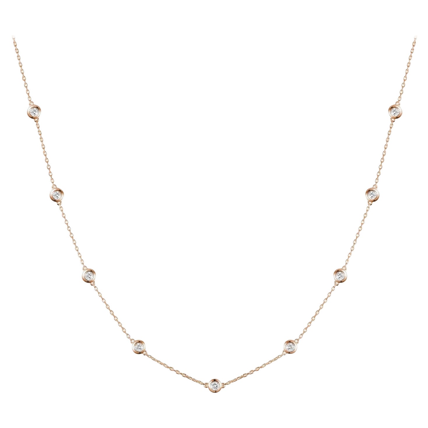 Collier à 9 pierres Diamond by the Yard en or blanc 14 carats