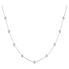 9-Station Diamond by the Yard Necklace in 14 Karat White Gold