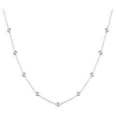 9-Station Diamond by the Yard Necklace in 18 Karat White Gold