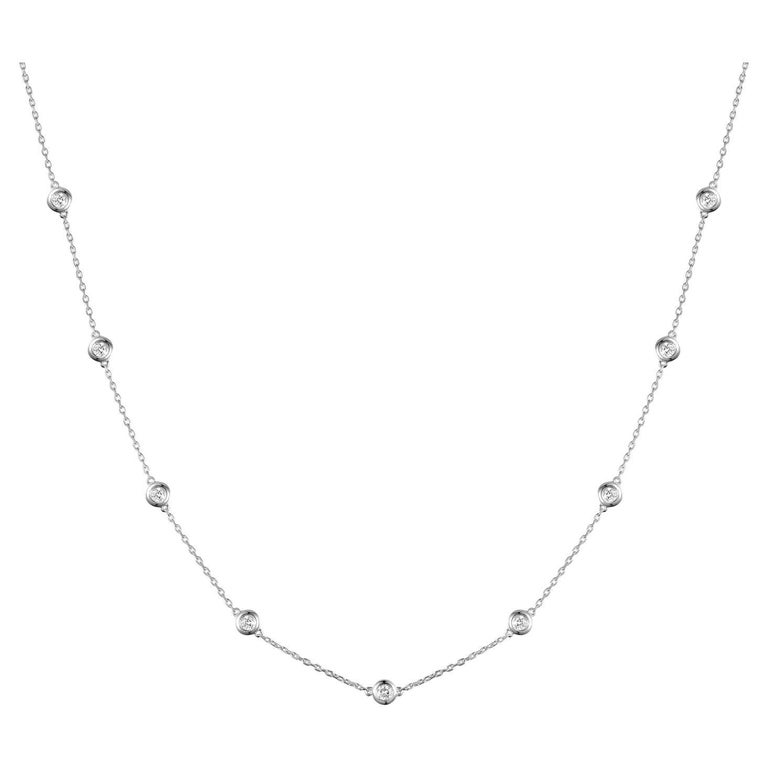 9Station Diamond by the Garden Necklace in 18 Karat White Gold For