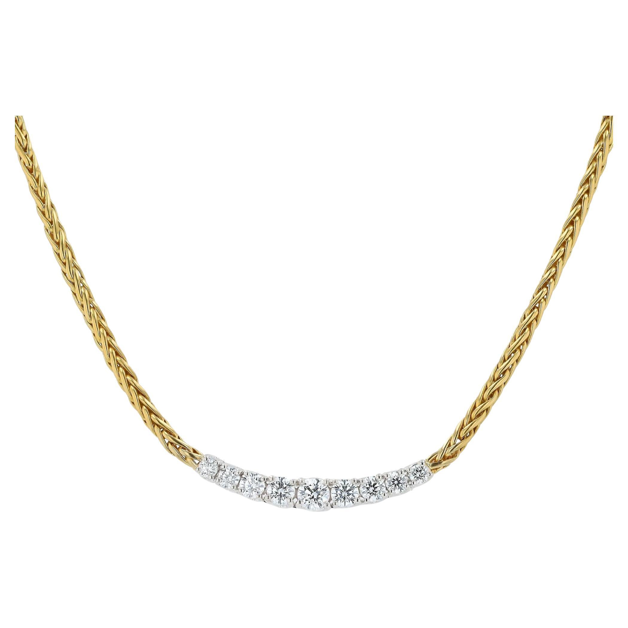 9 Stone 1.09 Carat Diamond 18k Yellow Gold 
Platinum Anniversary Necklace