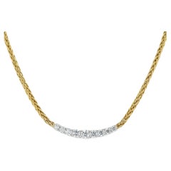 9 Stone 1.09 Carat Diamond 18k Yellow Gold & Platinum Anniversary Necklace