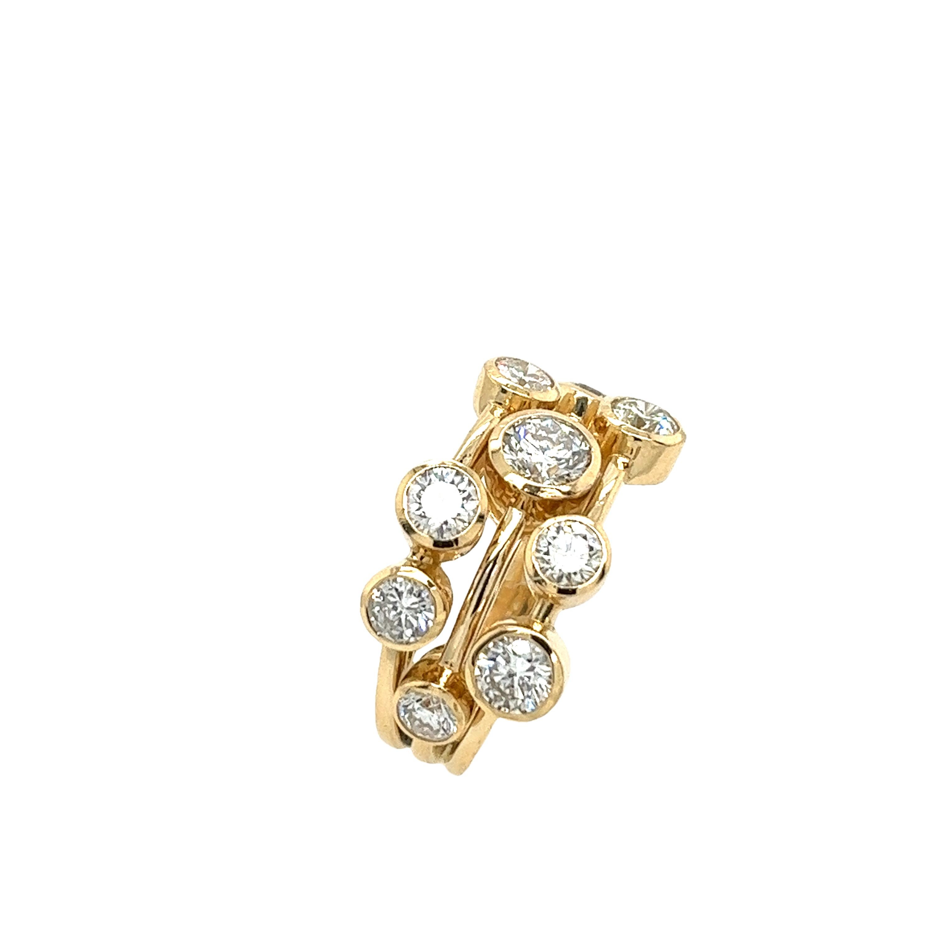 9-Stone Diamond Bubble Ring, Set With 2.37ct E-F/IF-SI1 Round Diamonds For Sale 3