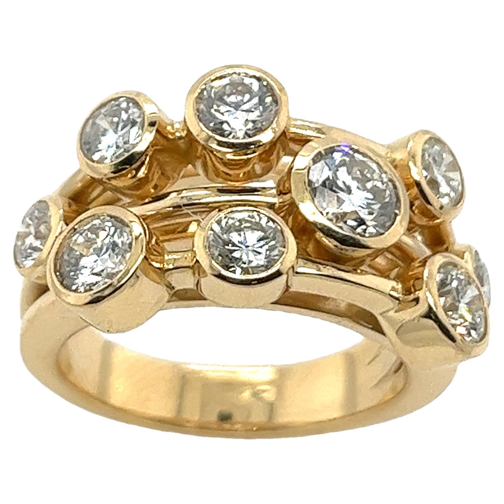 9-Stone Diamond Bubble Ring, Set With 2.37ct E-F/IF-SI1 Round Diamonds For Sale