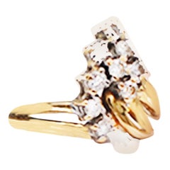 Vintage 9-Stone Diamond Cluster Ring 14 Karat Yellow Gold, .63 Carat VS Quality