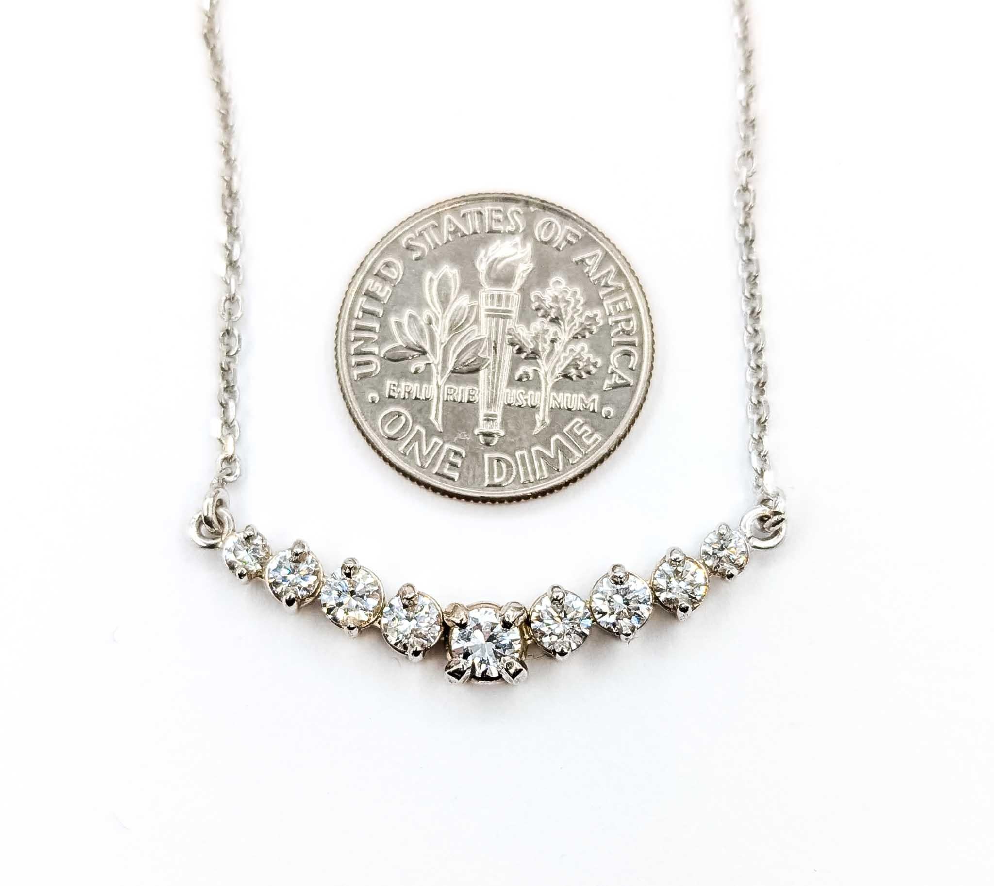 Collana con 9 pietre e diamanti in oro bianco 14k in vendita 1