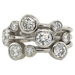 9-Stone Diamond Ring Set With 2.42ct D/SI2 Round Brilliant Diamonds In Platinum