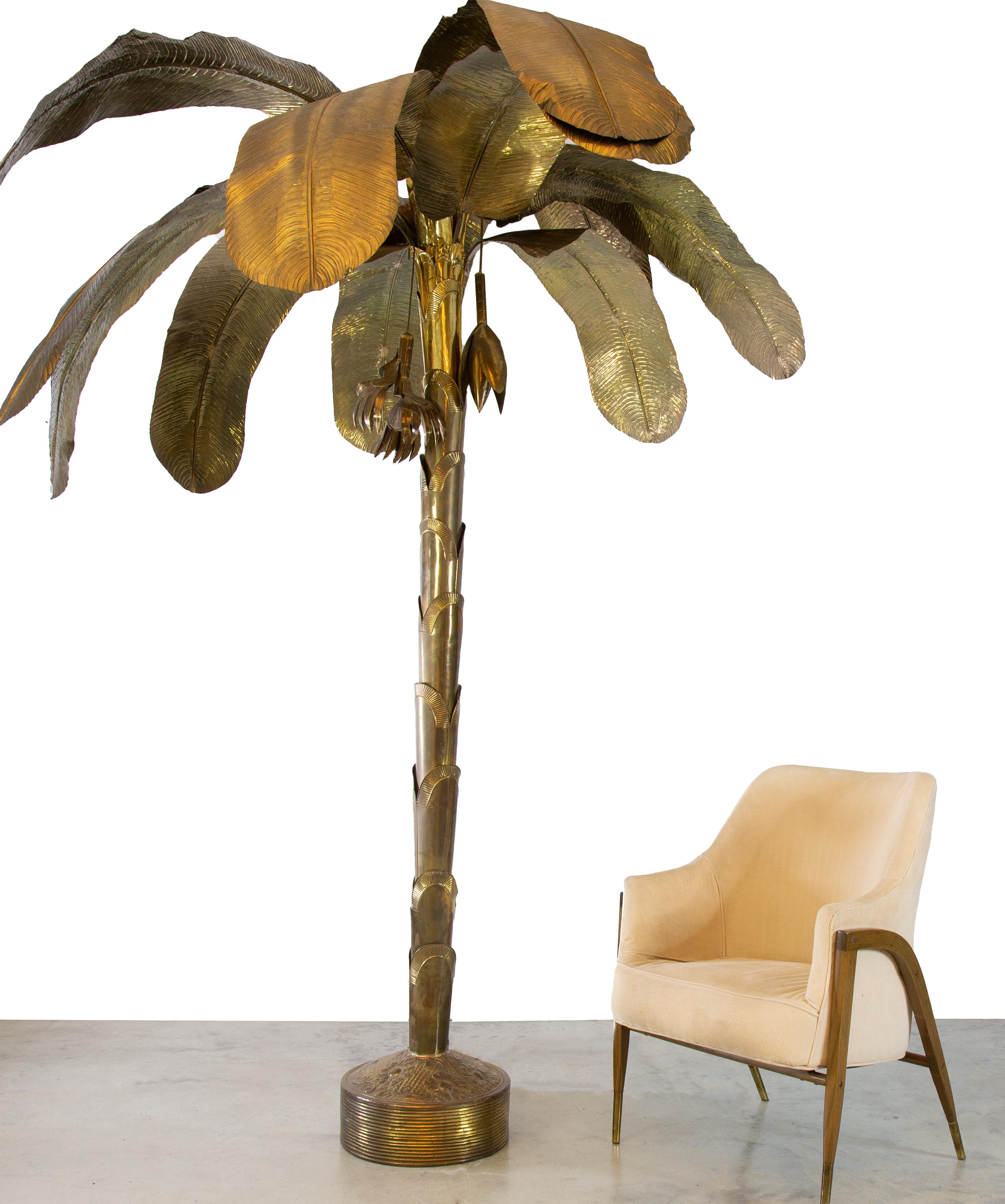 Tall Decorator Brass Palm Tree Attributed to Maison Jansen Hollywood Regency 7