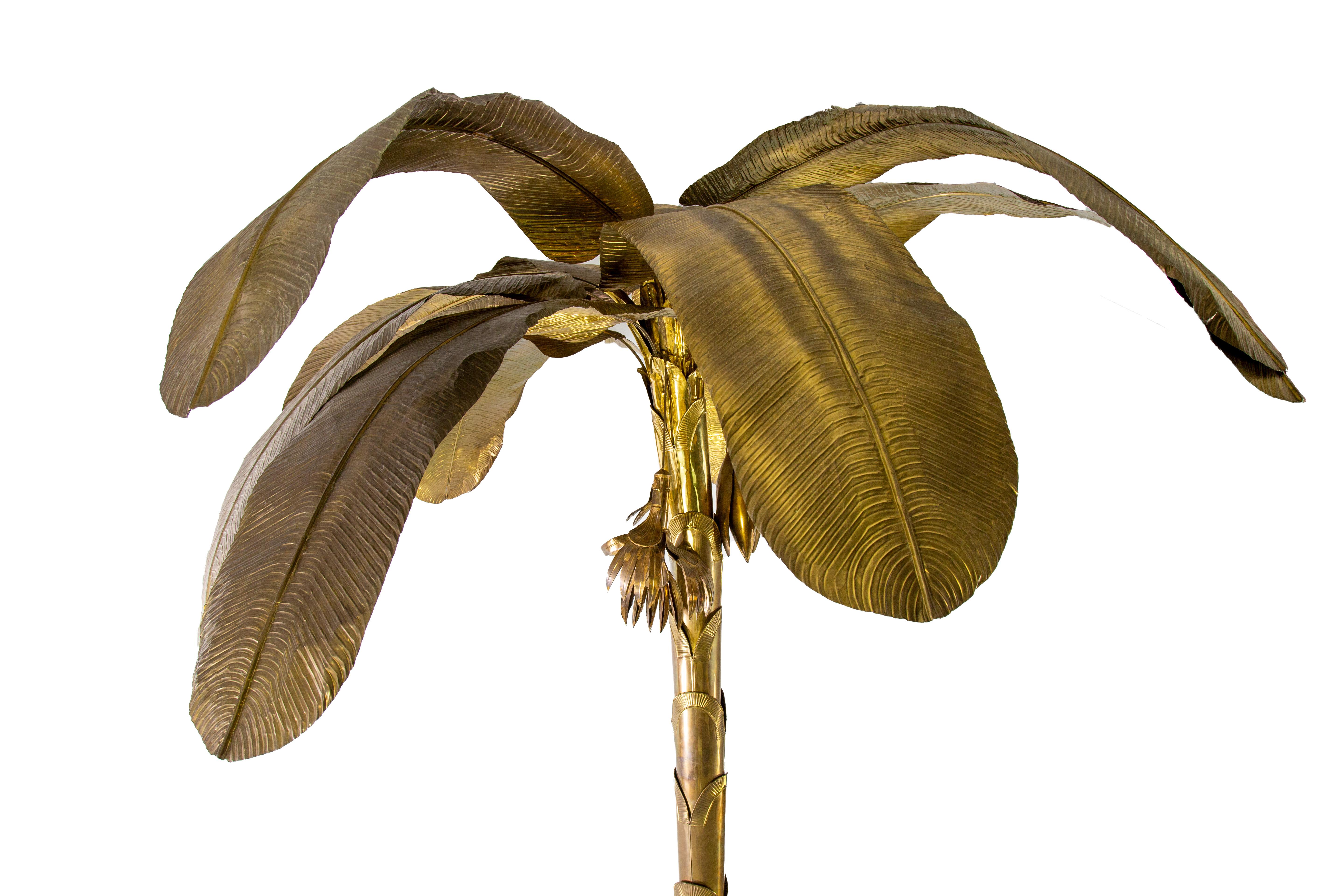 American Tall Decorator Brass Palm Tree Attributed to Maison Jansen Hollywood Regency