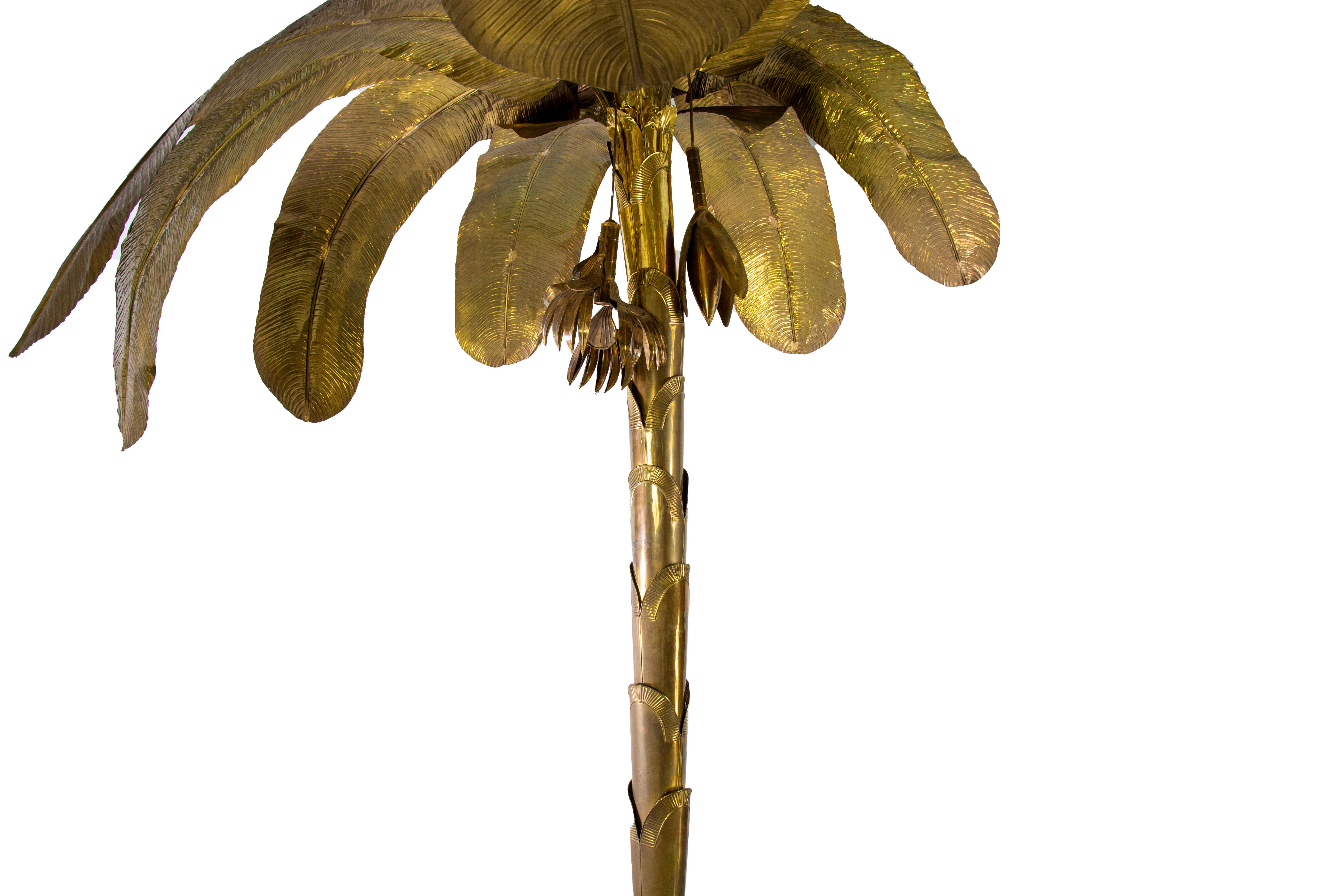 Tall Decorator Brass Palm Tree Attributed to Maison Jansen Hollywood Regency 4