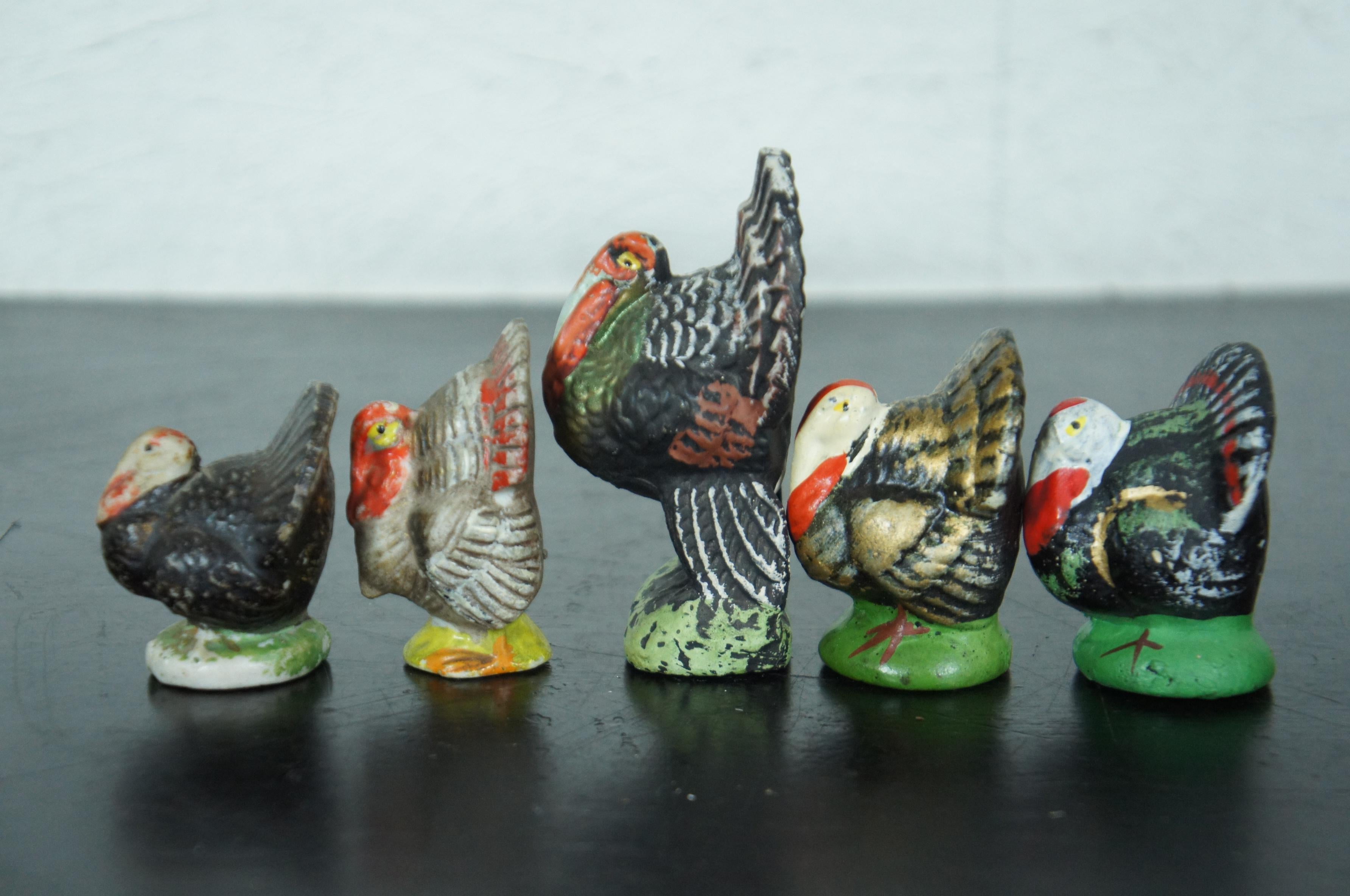 9 Vtg Thanksgiving Turkey Candy Containers Composition Paper Mache Deco Japan 4