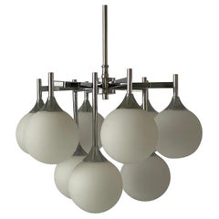 9 Lustre en verre Ball and Ball et corps chromé par Kaiser Leuchten, années 1960, Allemagne