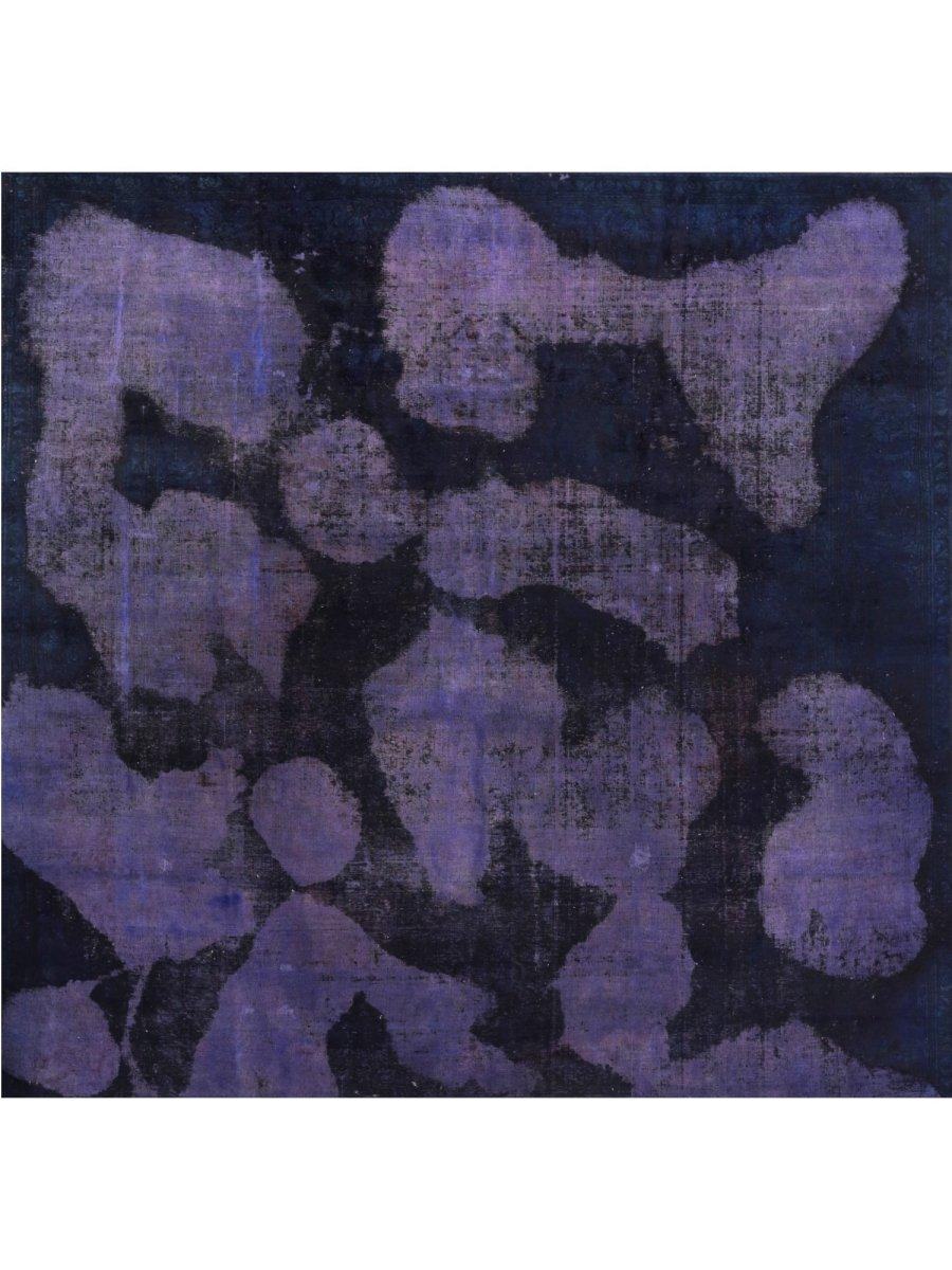 Transform your living area with a stunning 9x10 overdyed area rug sourced from Iran. Its vibrant shades of purple and blue infuse charm and character into any room, making it the perfect addition to your living space. Good vintage condition. 
