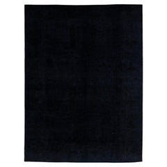 9 x 11 Deep Midnight Navy Modern Overdyed Wool Area Rug