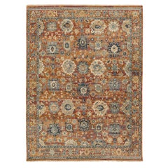 9 x 11 Hand-Knotted Modern Tabriz Style Wool Area Rug – Rust, Slate & Cream