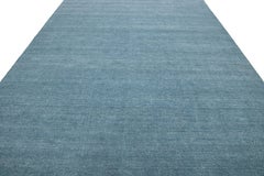 9 x 12 Contemporary Indian Handmade Blue Wool Rug