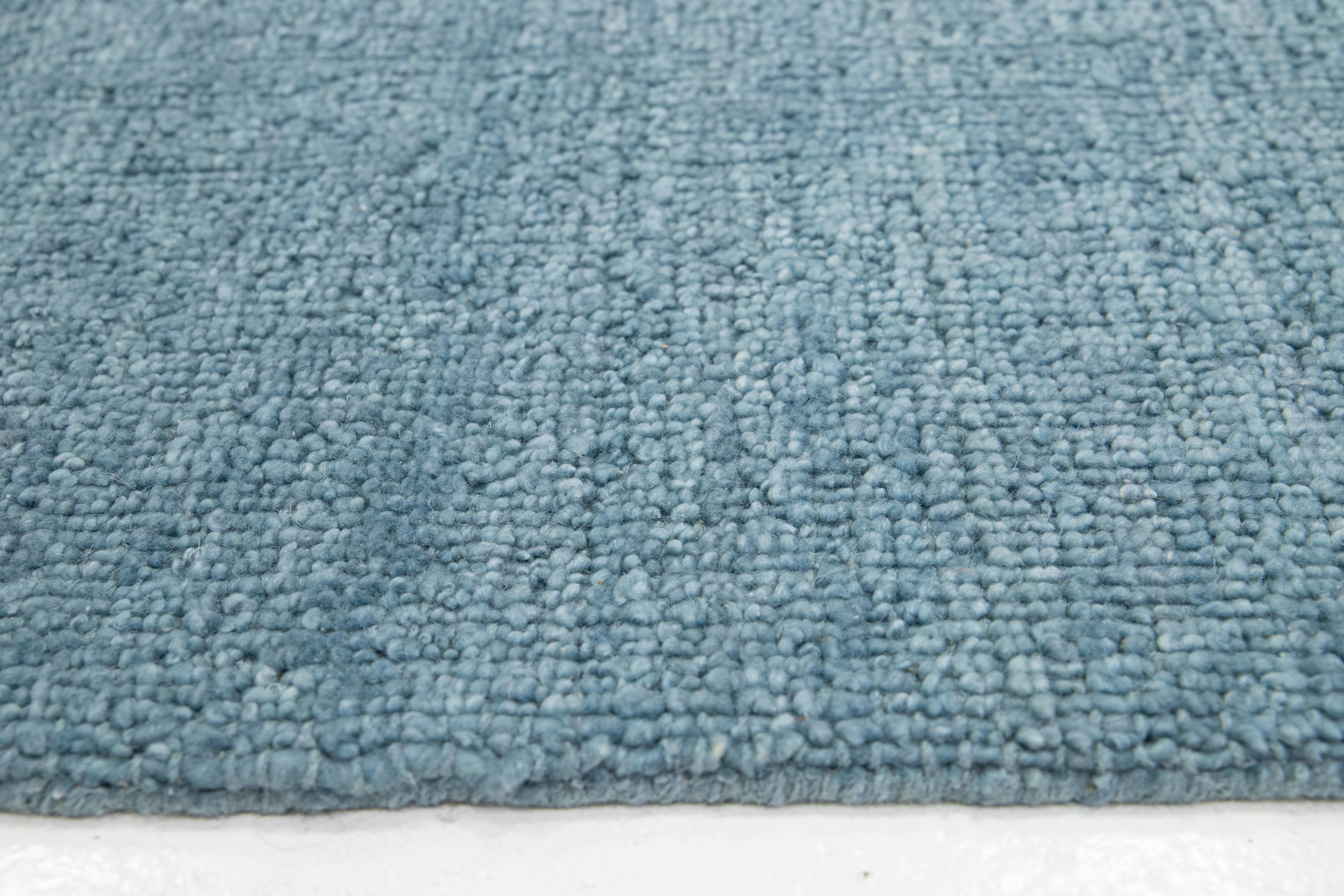 9 x 12 Alfombra contemporánea de lana azul hecha a mano en la India en venta 1