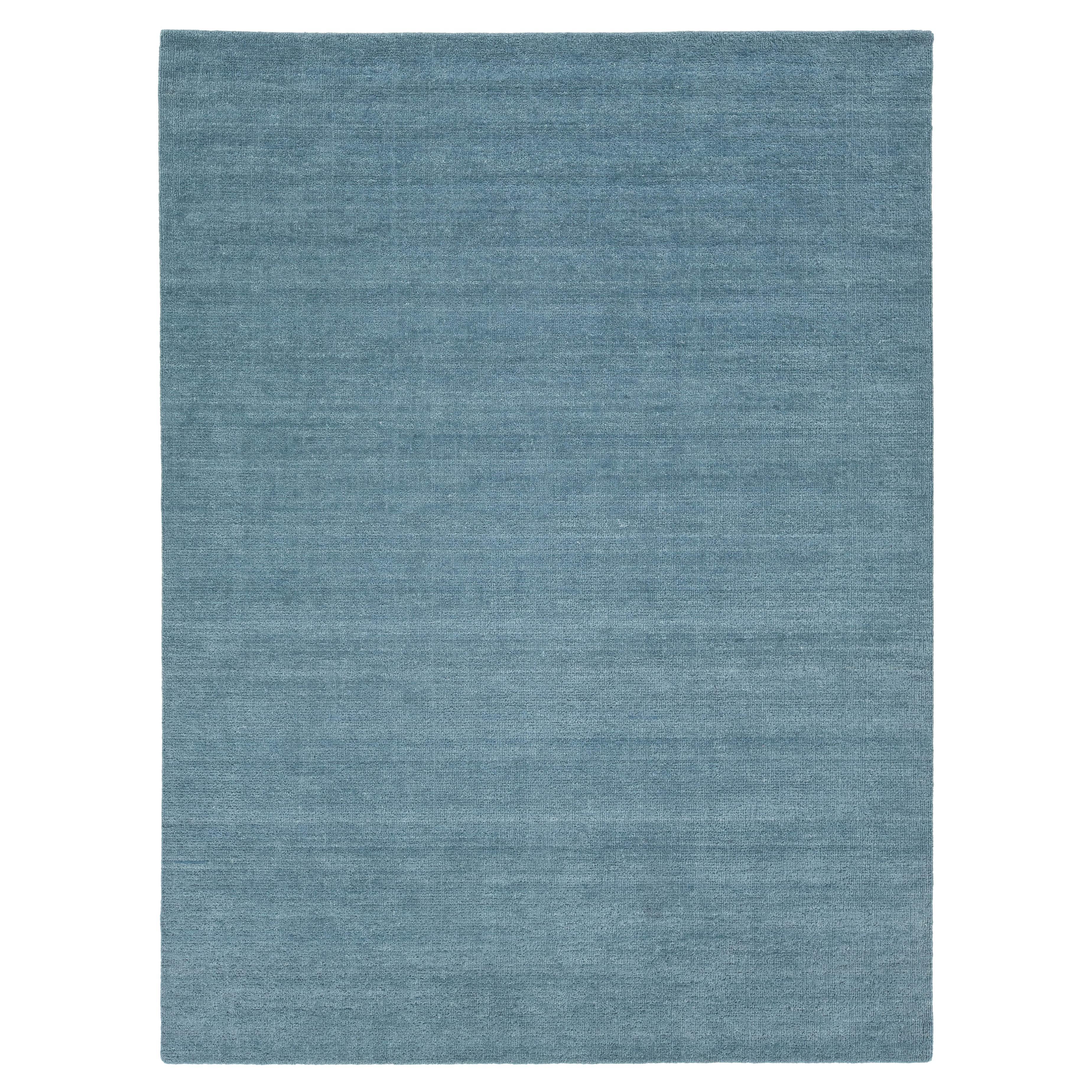 9 x 12 Alfombra contemporánea de lana azul hecha a mano en la India en venta