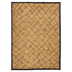 9 x 12 Contemporary Soumak Handmade Geometric Jute Rug In Tan Color