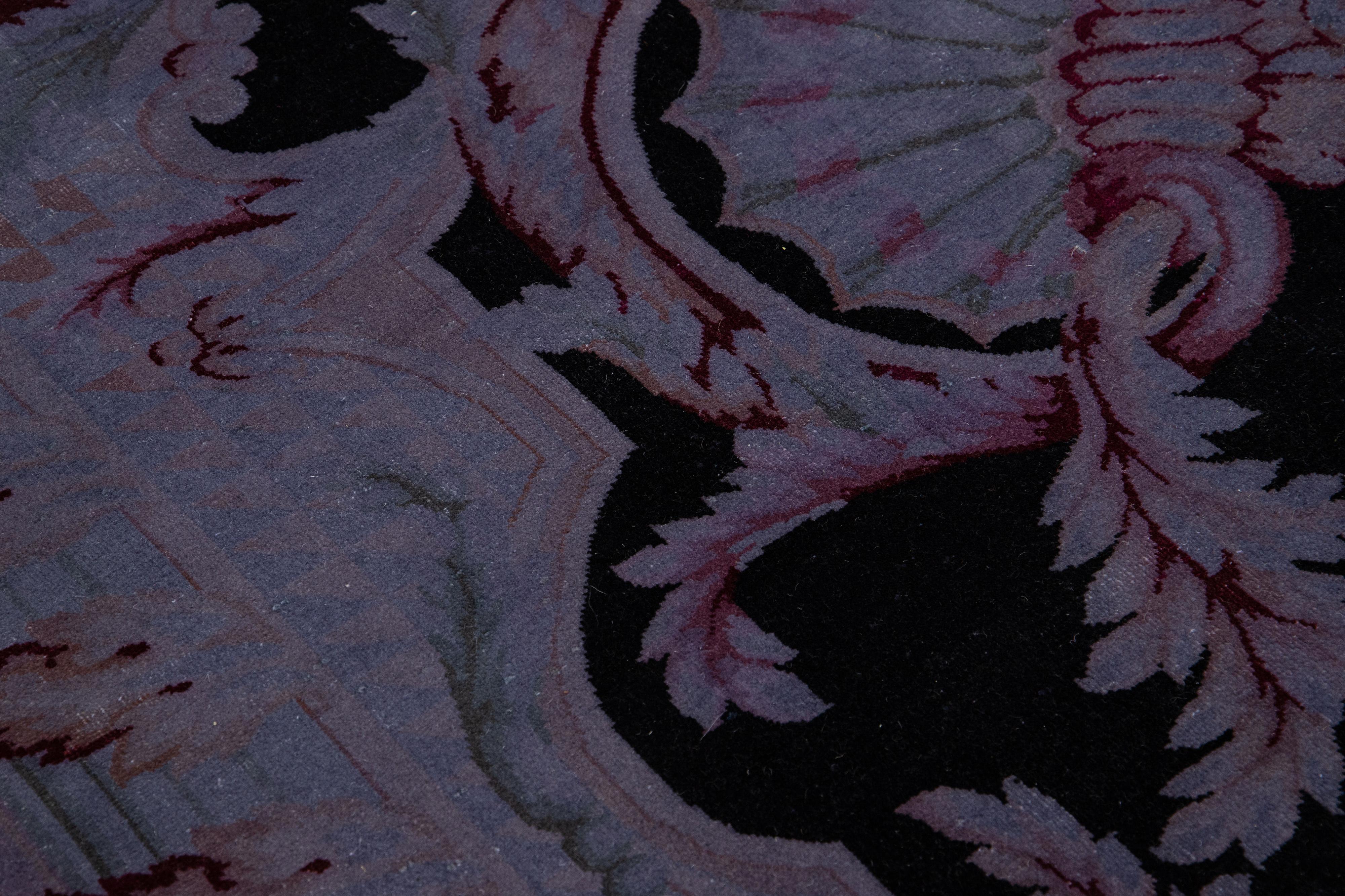 9 x 12 Designed Persian Overdyed Wool Rug In Light purple For Sale 3